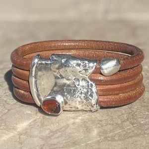 Super Rare Vintage Handmade 925 Sterling Silver and Leather Ilana Goor Bracelet